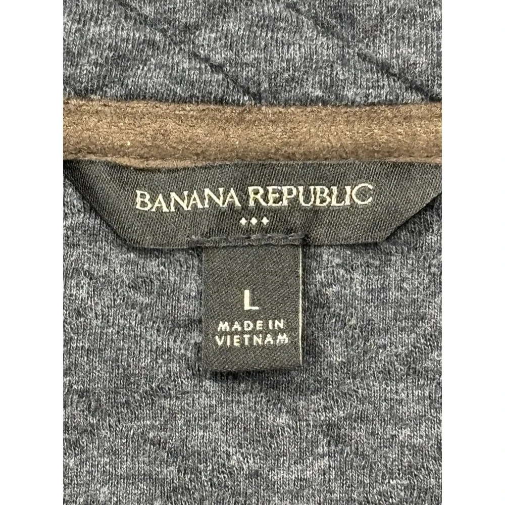 Banana Republic Mens Quilted Popover Sweatshirt‎ Charcoal Heather Grey Large L